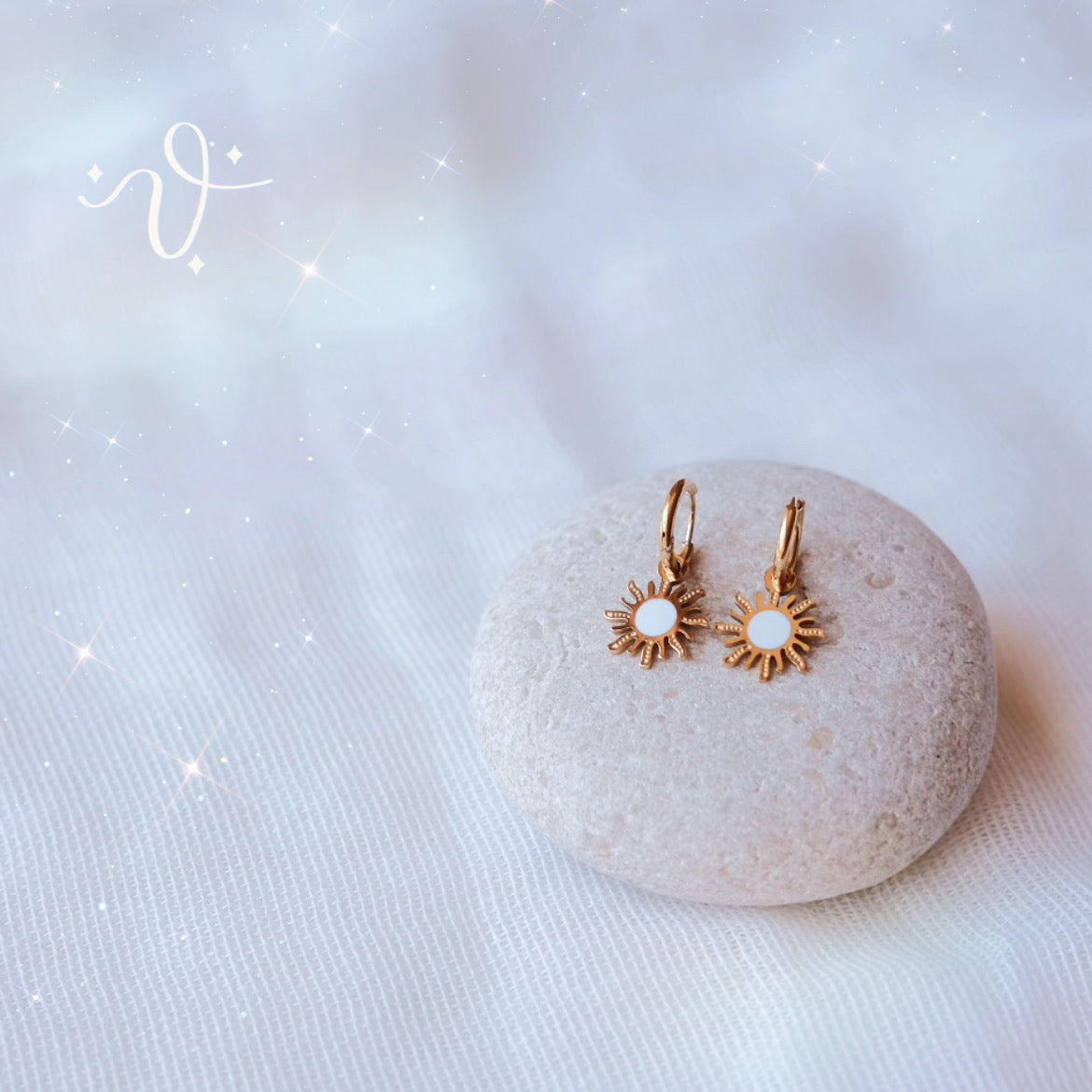 Pendientes "Sun" blanco