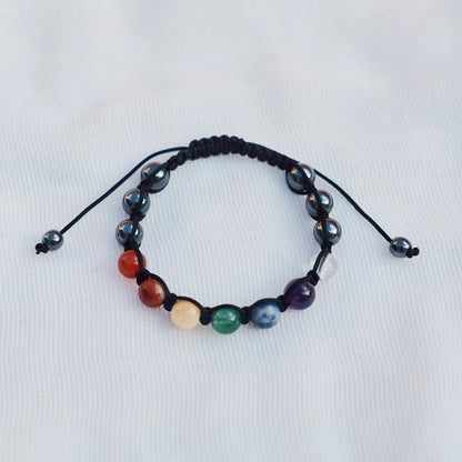 Pulsera mineral "7 Chakras" + hematita