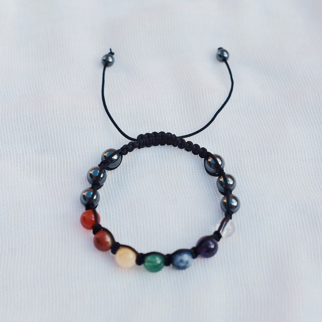 Pulsera mineral "7 Chakras" + hematita