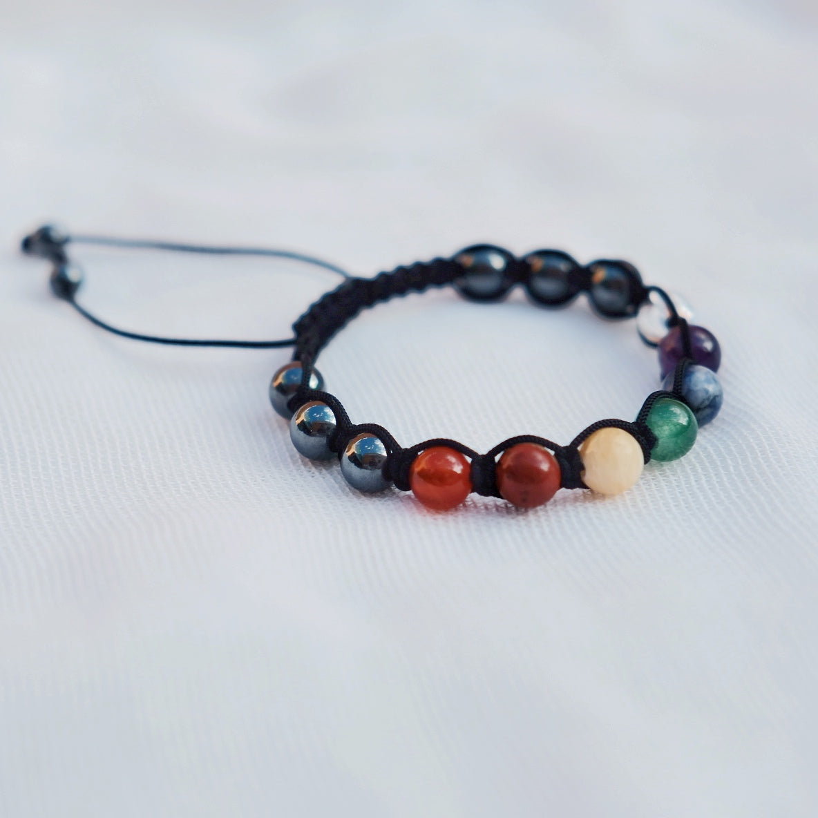 Pulsera mineral "7 Chakras" + hematita