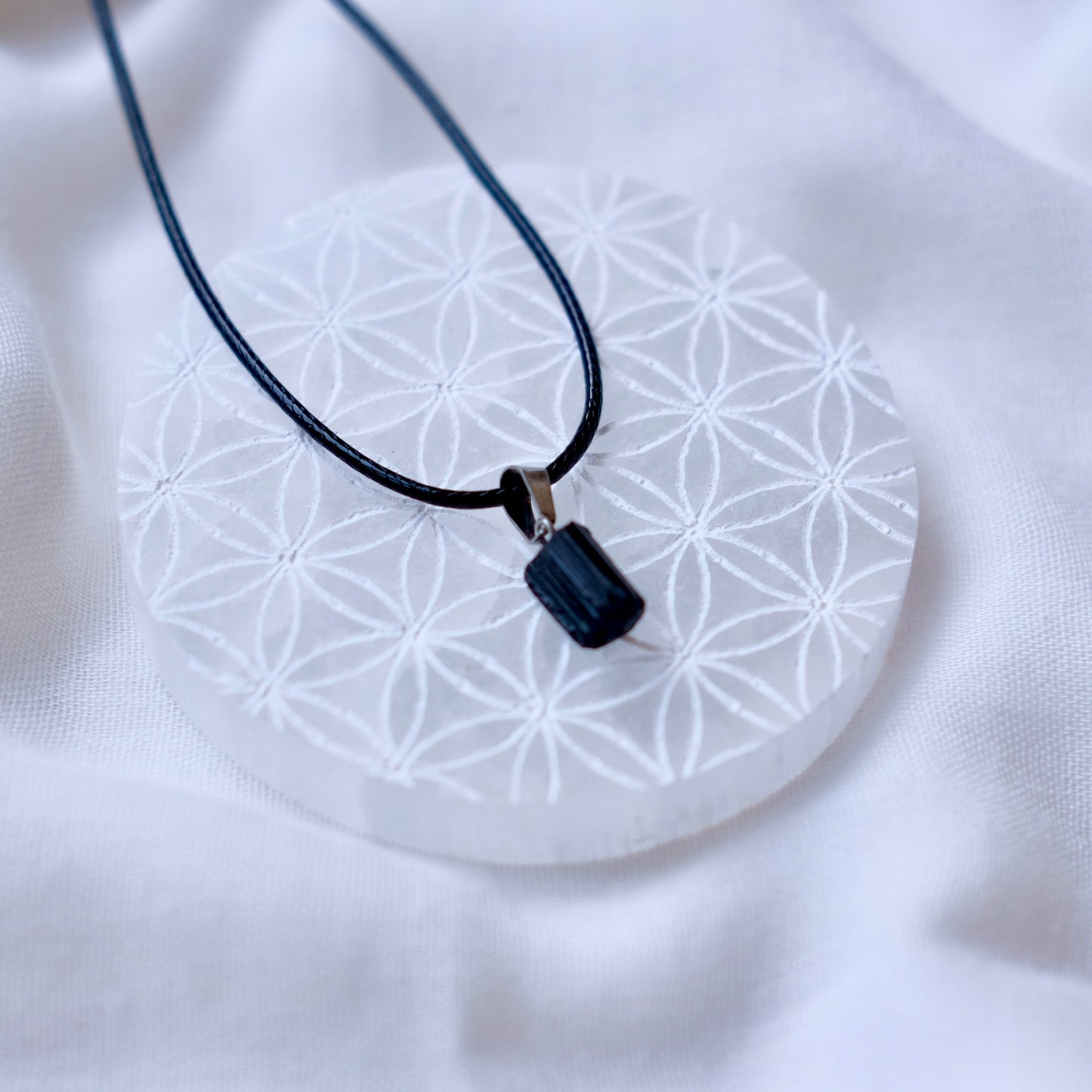 Placa de Selenita con Flor de la Vida · limpieza y armonización energética